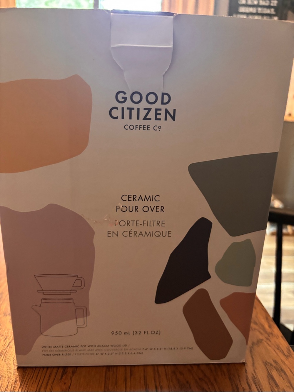 Good Citizen Ceramic Pour Over white with wood lid.